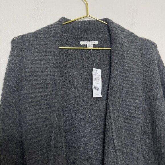 American Eagle Sweater XS/S Cardigan Open Knit Gray Long Sleeve Soft AF Longline - Picture 3 of 10
